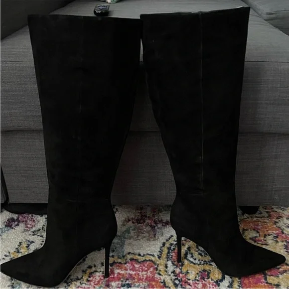 VERONICA BEARD Lisa Tall Black Pointed Toe Leather Boots Knee High New 7.5 - Picture 9 of 9